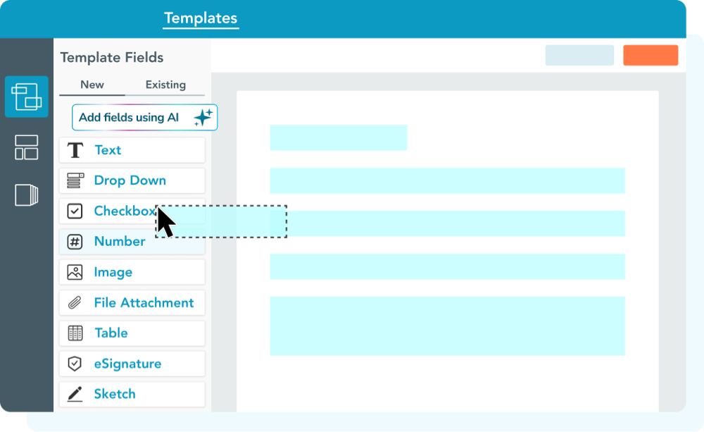Digitize forms by uploading a document to the online form builder.