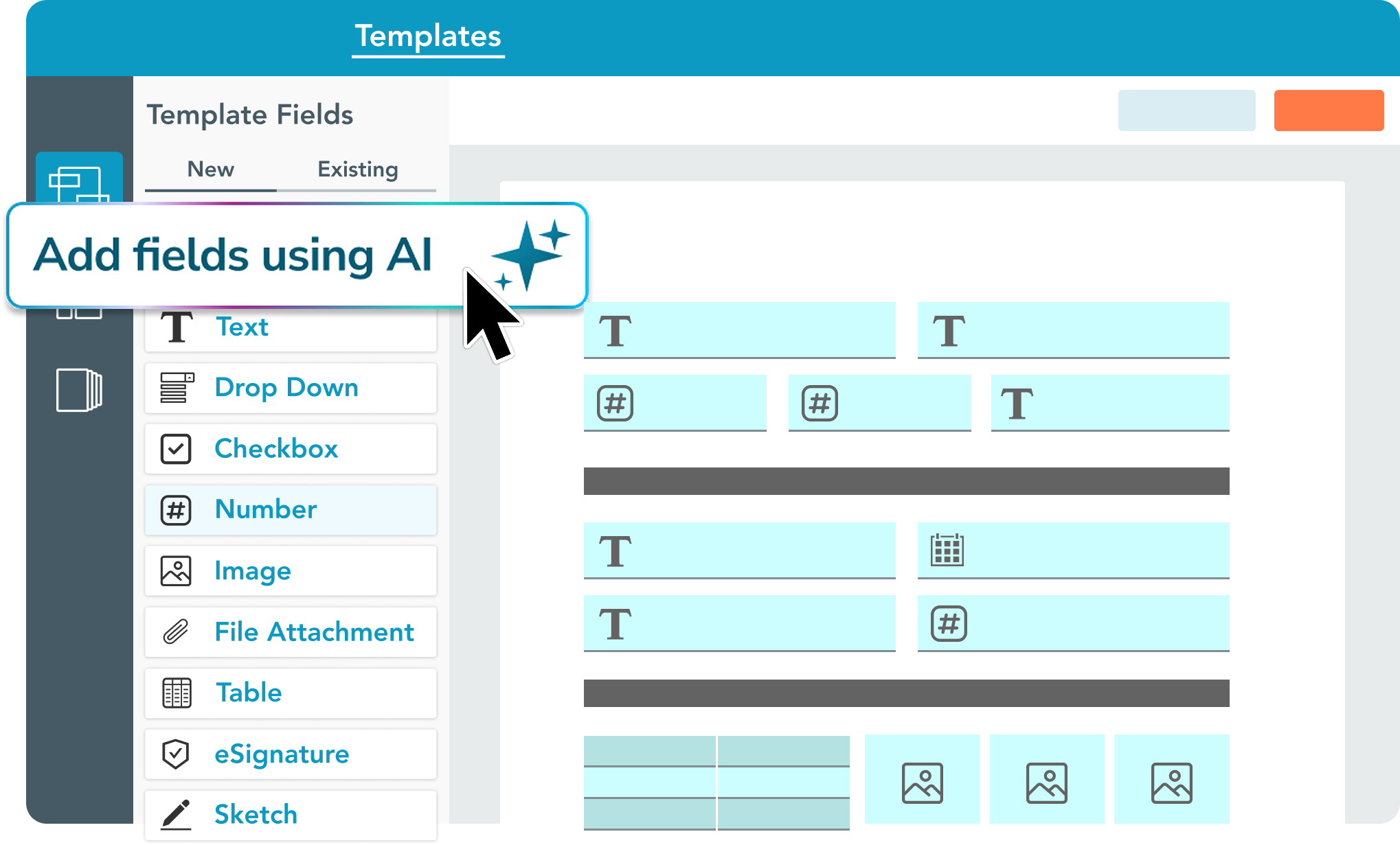 AI adds fields to uploaded form in template editor